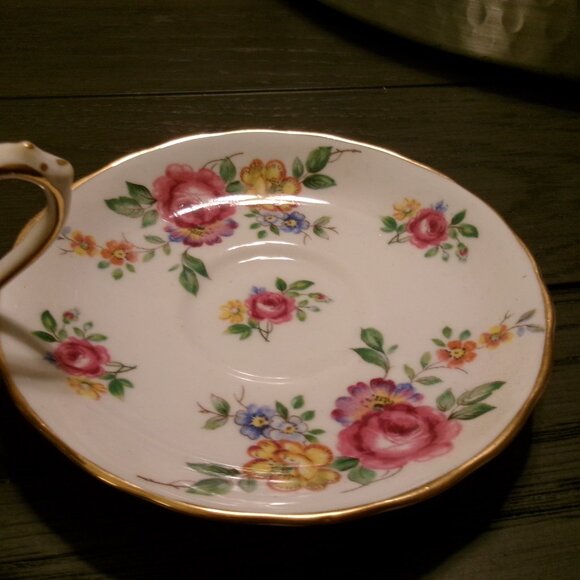 VTG New Chelsea Staffs England - Demitasse Cup & Saucer Gold Rim w/ Blossoms - Picture 5 of 7